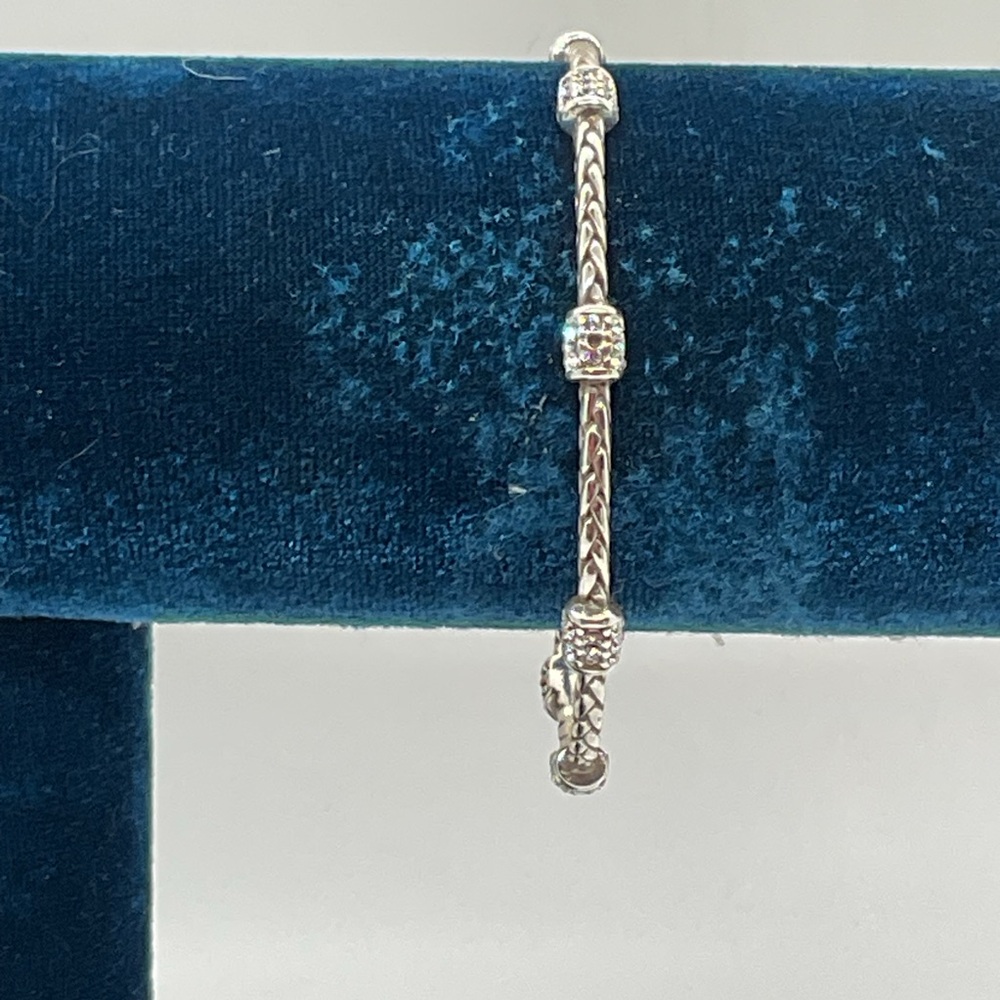 Brighton Twisted Silver Bracelet with Crystal Details - Picture 2 of 5